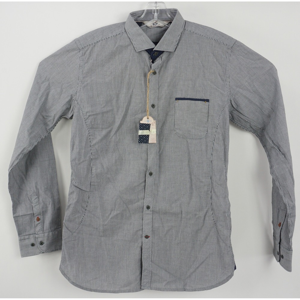 New Alessandro Lamura Men's XL Long Sleeve Oxford Cotton Striped Button Up Shirt